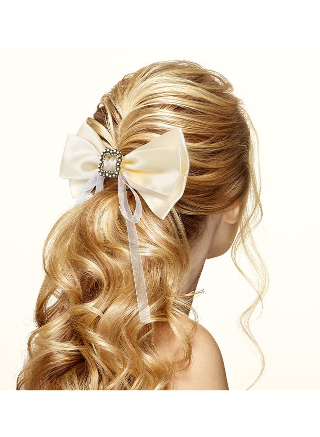 كبير القوس الشعر كليب حجر الراين الشعر باريت عقد قوي Bowknot الشعر كليب الشريط الطويل الشعر القوس خمر اكسسوارات الشعر للنساء الفتيات - Image 4