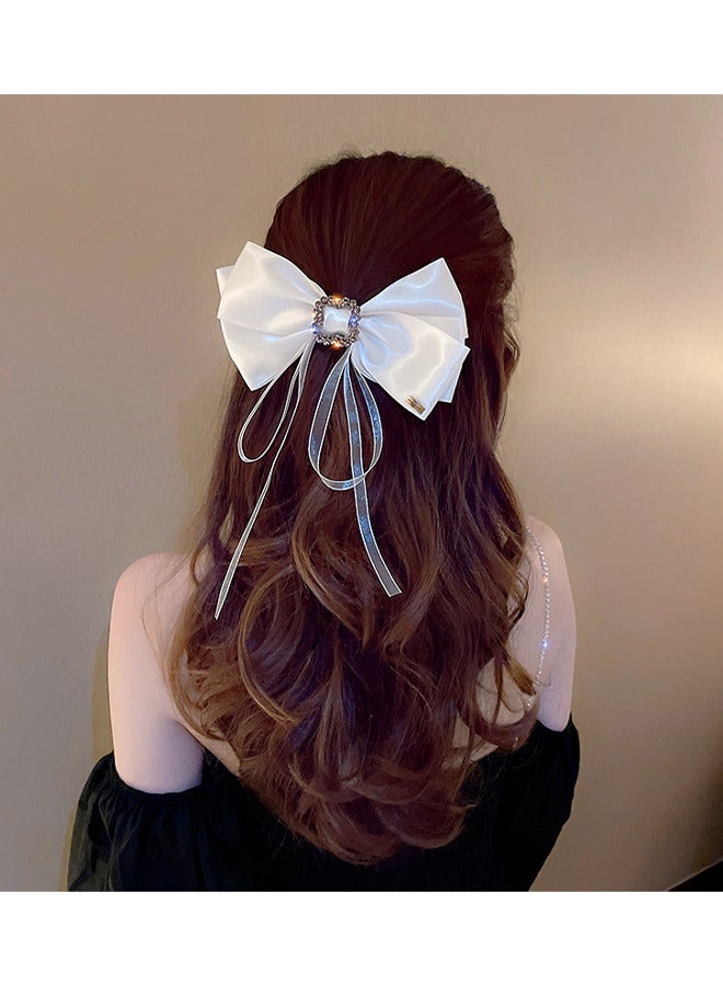 كبير القوس الشعر كليب حجر الراين الشعر باريت عقد قوي Bowknot الشعر كليب الشريط الطويل الشعر القوس خمر اكسسوارات الشعر للنساء الفتيات - Image 5