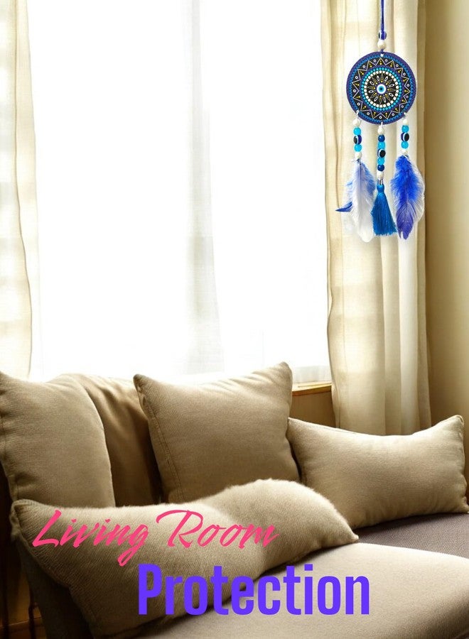 Jiyu Creation Designed Evil Eye Blue White Car Hanging | Nazar Battu Charm | Spiritual Protection Decor for Car & Home| Mandala Design (Blue Evil Eye) - Image 4