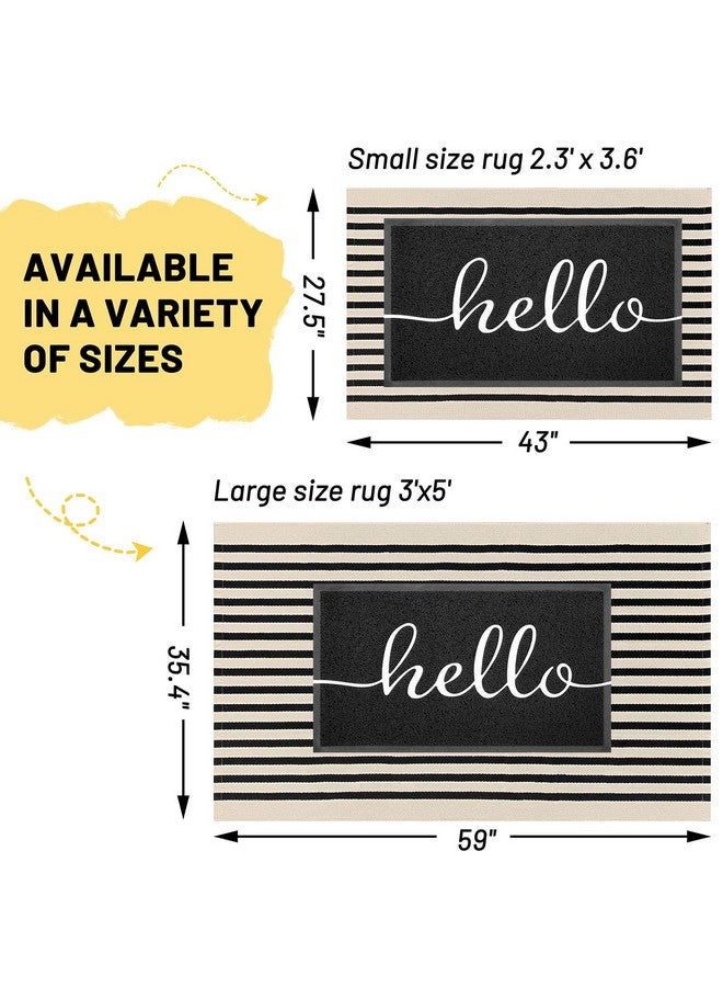 KILOCOCO Beige Striped Rug - 3'X5' Front Door Mat Outdoor, Welcome Mats Rugs Outdoor, Cotton Washable Front Porch Rug Layered Doormats for Patio Farmhouse Entryway Kitchen Laundry Room - Image 2