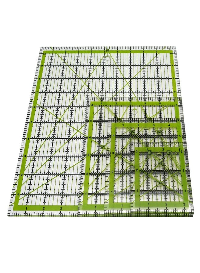 LINXIAO Quilting Rulers,LINXIAO 4 Square Quilting Templates Acrylic Rulers Green(3.5", 5", 6.5", 10.5") - Image 4