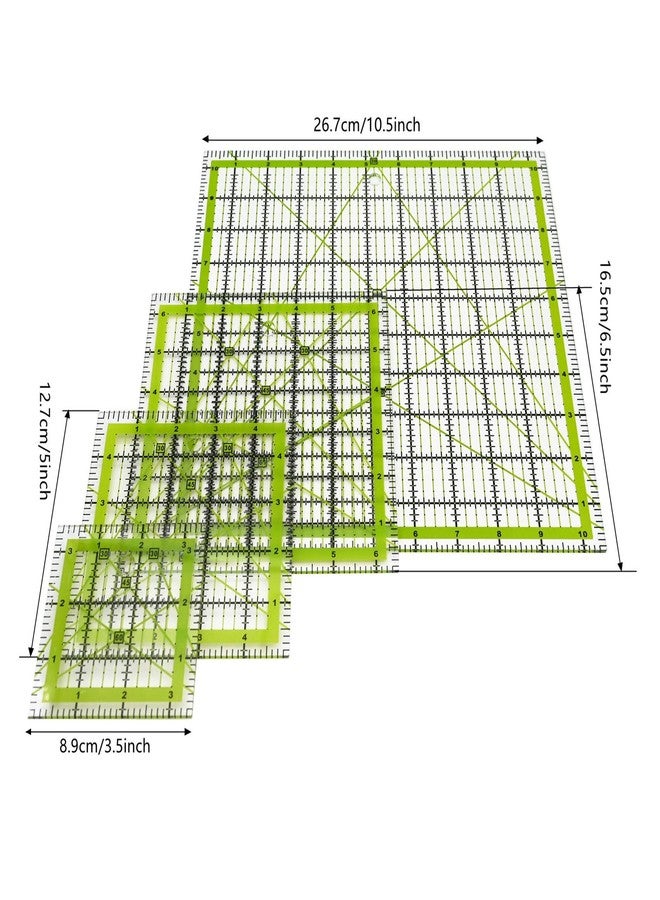 LINXIAO Quilting Rulers,LINXIAO 4 Square Quilting Templates Acrylic Rulers Green(3.5", 5", 6.5", 10.5") - Image 2