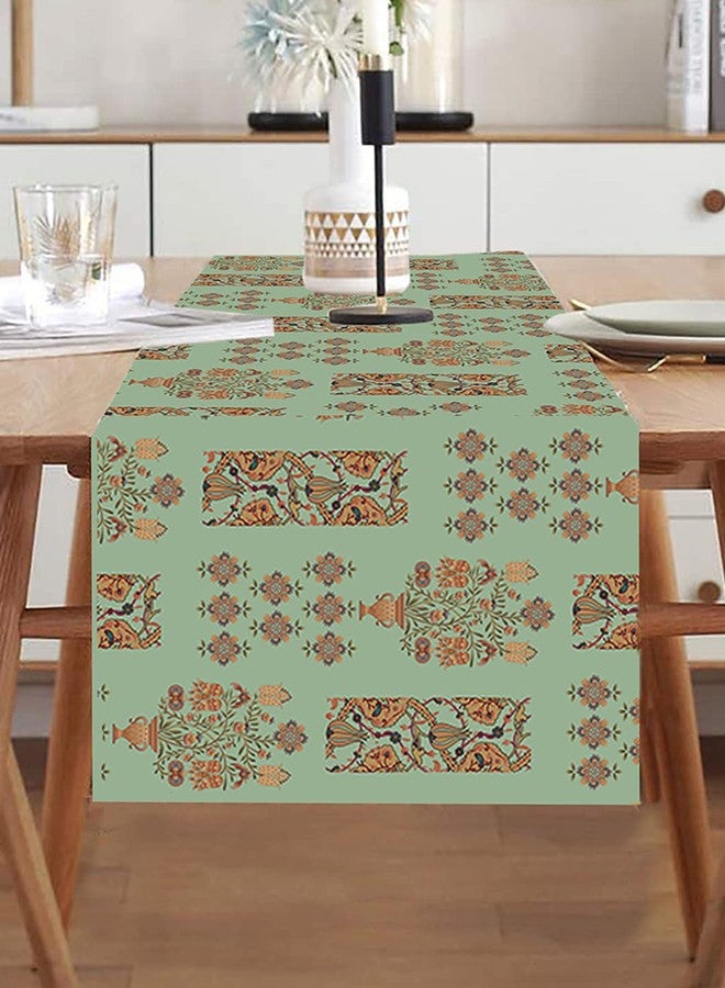 Homewards Light Green Floral Bunch Table Runner Oil & Water Repellant Size 32.5x180 cm - Image 2