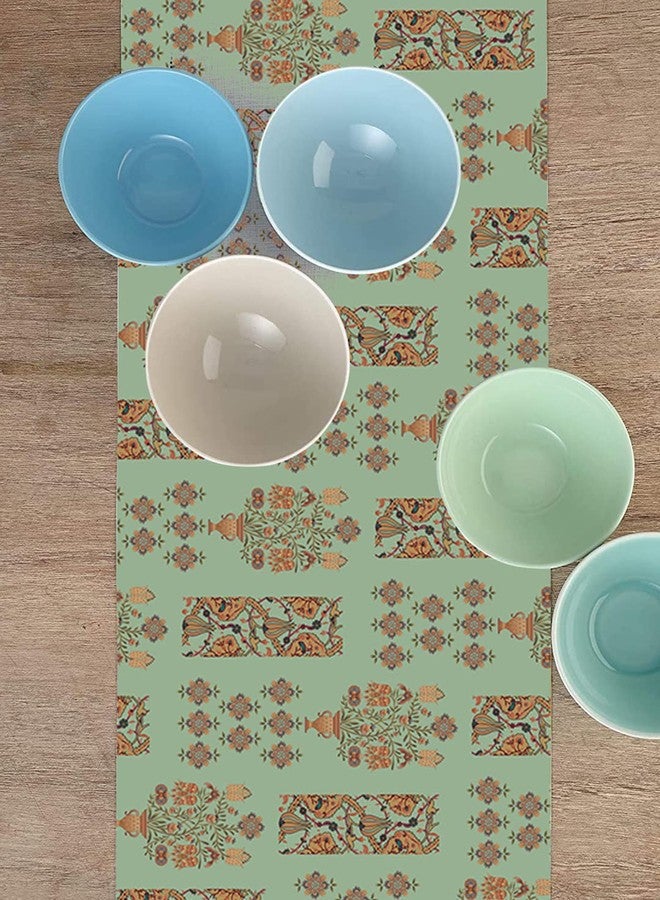 Homewards Light Green Floral Bunch Table Runner Oil & Water Repellant Size 32.5x180 cm - Image 4