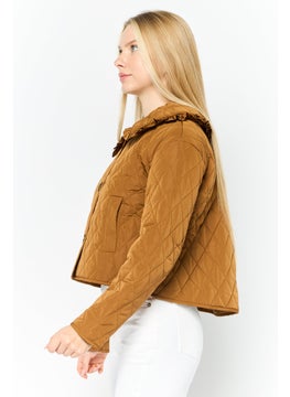WHISTLES Women Quilted Jacket Shirt, Brown  - Image 4