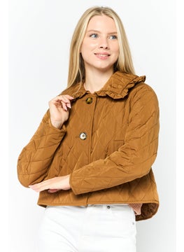 WHISTLES Women Quilted Jacket Shirt, Brown  - Image 1