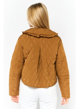 WHISTLES Women Quilted Jacket Shirt, Brown  - Image 3