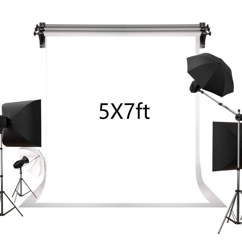 Kate 5ft7ft Solid White Backdrop Portrait Background for Photography Studio Children and Headshots Background for Photography Video and Television