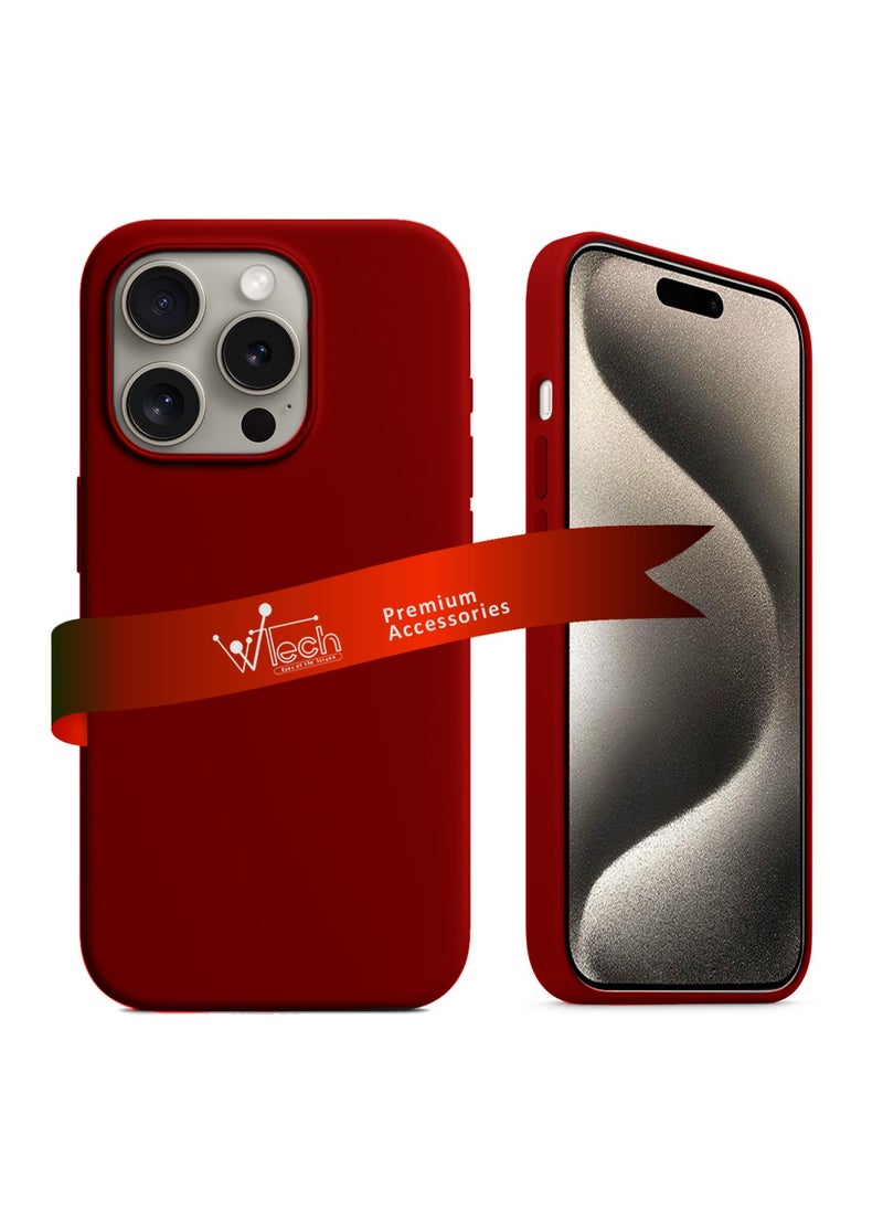 Soft Liquid Silicone Case Cover For Apple iPhone 15 Pro Max 2023 Maroon