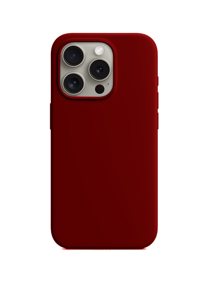 Soft Liquid Silicone Case Cover For Apple iPhone 15 Pro Max 2023 Maroon