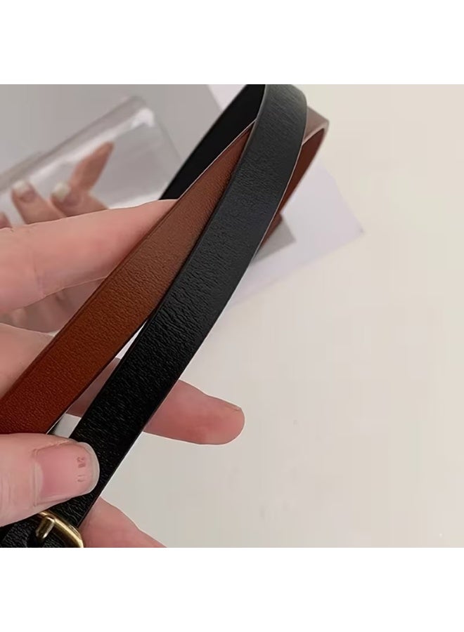 Goolsky Thin Belt for Women, Versatile Retro Casual Minimalist Waist Belt, Decorative Cowhide Pants Belt. - Image 2