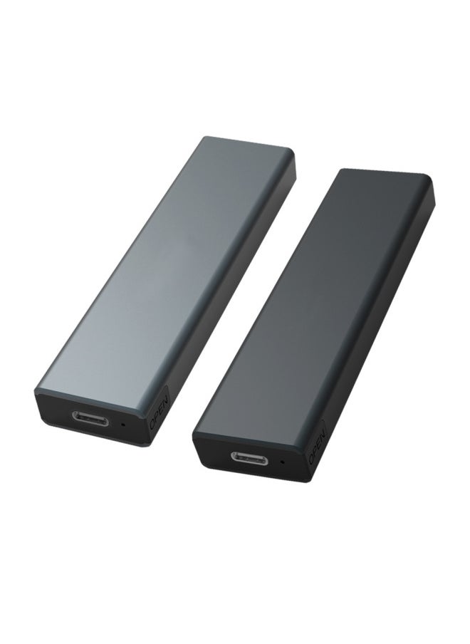 M.2 Solid State Hard Disk Box NVMe/NGFF Dual Protocol USB3.1Type-c Aluminum Alloy SSD Mobile Hard Disk Box-Color:Black NGFF SATA Protocol Single AC Line  - Image 1
