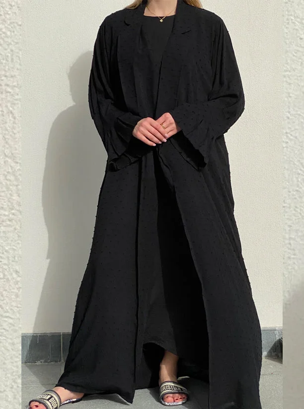 Moistreet Textured  Pleated Sleeves Abaya Set