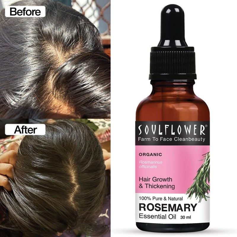Soulflower Soulflower Rosemary Essential Oil for Hair Growth Hair Fall Control Nourishment Strengthening Skin Care Clinically Tested and Ecocert Certified Organic 100 Pure Natural Undiluted 30ml - Image 3
