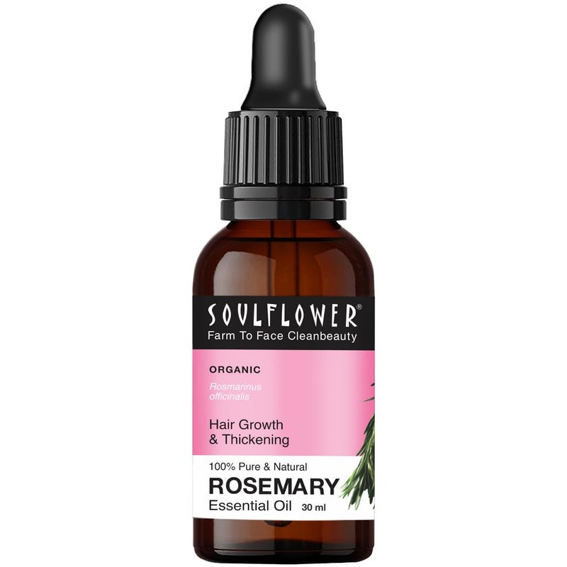 Soulflower Soulflower Rosemary Essential Oil for Hair Growth Hair Fall Control Nourishment Strengthening Skin Care Clinically Tested and Ecocert Certified Organic 100 Pure Natural Undiluted 30ml - Image 1