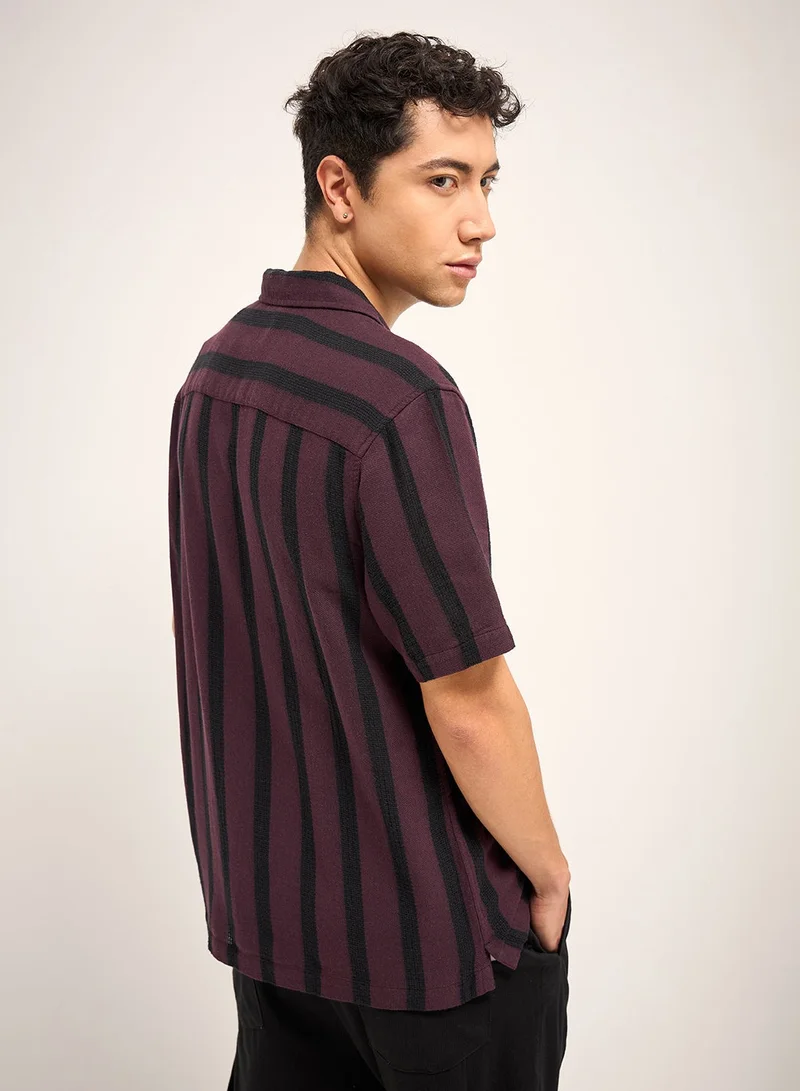 THE BEAR HOUSE Men's Cotton Shirt | Casual & Formal Short Sleeve Slim Fit | Classic Button-Down, Office & Everyday Wear, Comfortable & Breathable Fabric