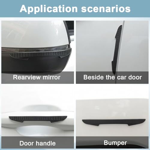 STHIRA® 4-Pack Car Door Guards Self Adhesive Bumper Strips PVC 0.6mm Thickness Low Profile Sporty Style Protective Strips for Front Rear Bumper,Door Handles and Rearview Mirror - Image 3