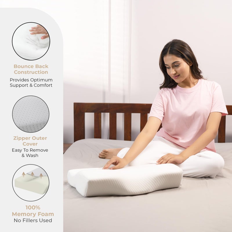 MYARMOR MY ARMOR Cervical Pillow for Neck Pain, Spondylitis Neck, Extra Curve Neck Support Contour, Orthopedic Memory Foam Pillow for Sleeping, Dual Height, White, Regular - Image 5