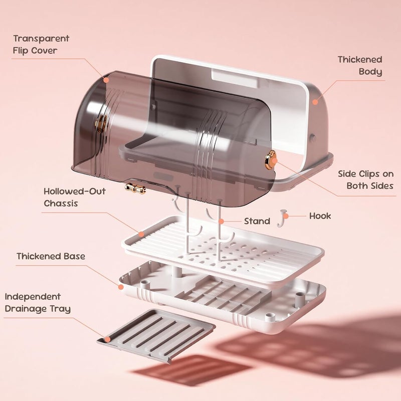 HIKKY رف تجفيف زجاجات الرضاعة بغطاء، محطة 2 في 1 بضوء UV-C - Image 5