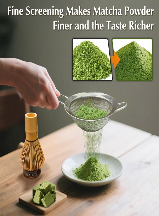 Essovee Matcha Whisk Set-8 Pcs Matcha Kit with Bamboo Matcha Whisk,Ceramic Bowl,Stainless Steel Sifter,Spoons,Whisk & Spoon Holders,Tea Cloth,Valentine's Day/Father's/Mother's Day Gifts - Image 4