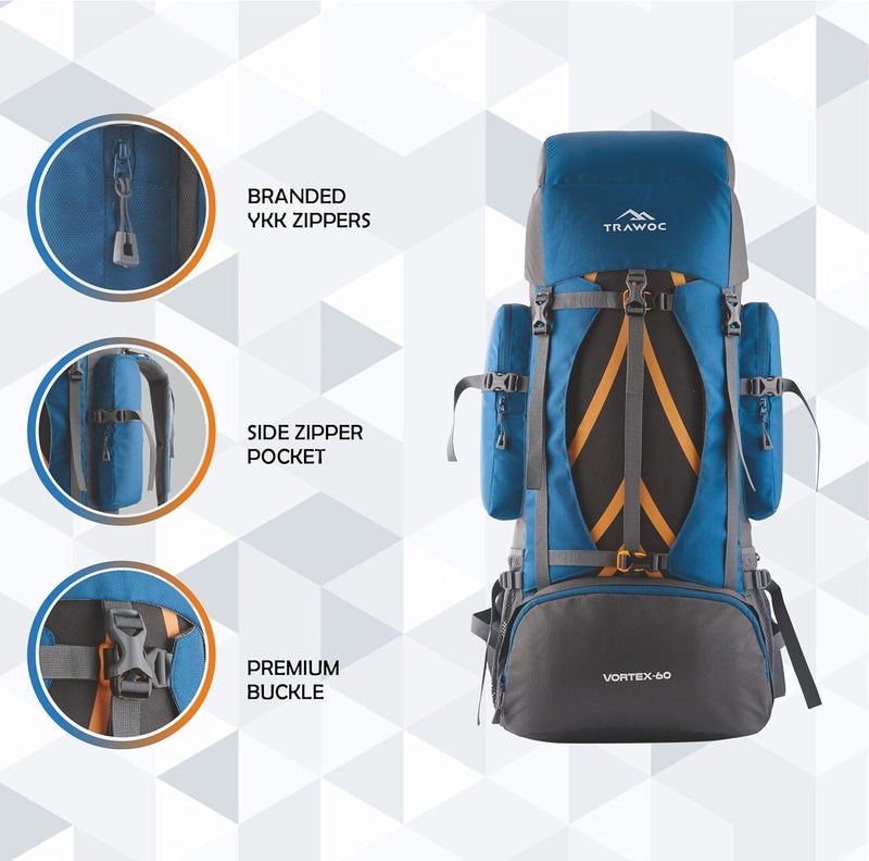 Trawoc حقيبة ظهر سفر TRAWOC VORTEX 60L - Image 3