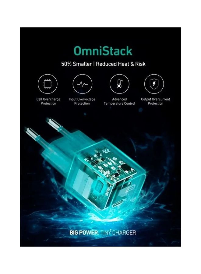 أوكي شاحن PA-B1 Omnia Mini 20W USB C PD - سهل الحمل للغاية: تصميم مضغوط للغاية وسهل السفر - حماية مدمجة آمنة وموثوقة - شحن سريع PD وشحن سريع - Image 3