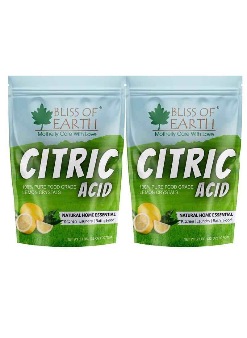 BLISS OF EARTH Bliss of Earth Anhydrous Citric Acid Powder For Food Bath Bombs Cleaning & Preserving 2x907gm  - Image 1