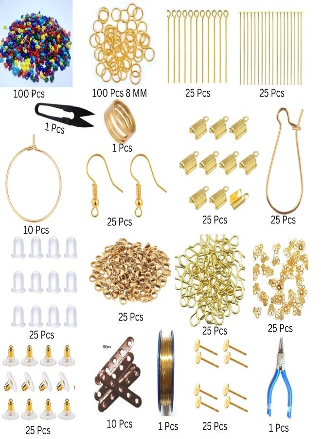 Dhruv Crafts Jewellery & Earring Making kit Supplies Jewelry Repair Tool with Accessories Jewelry Pliers Jewelry Findings and Beading Wires for Adults and Beginners |499 PCS| - Image 1