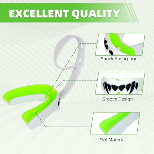 MENOLY 3 Packs Kids Youth Mouth Guard with Strap for Football - Mouth Guard Football Age 6-10 with Cases for Boxing, Lacrosse, Hockey, Basketball, MMA, Wrestling and Other Contact Sports Age 7-12 - Image 3