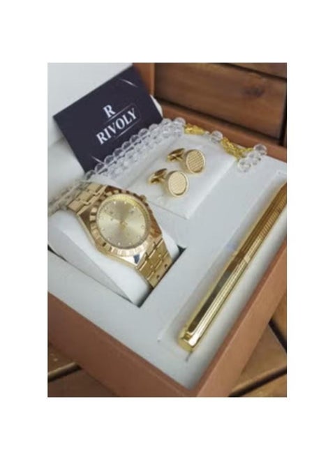 Rivoli men's watch set of 4 pieces, a wrist watch with a pen, a set of buttons and the rosary