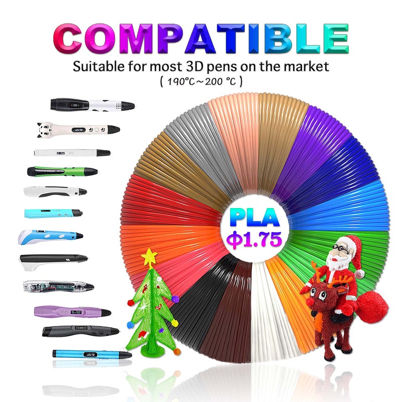 U/D 3D Pen Filament Refills Bundle - Printer Start PLA Refill Packs - Printing Plastic Filiment Suitable Doodler to Create Art Crafts Things, Gel Clay Material is Perfect Birthday and Christmas Gifts - Image 2