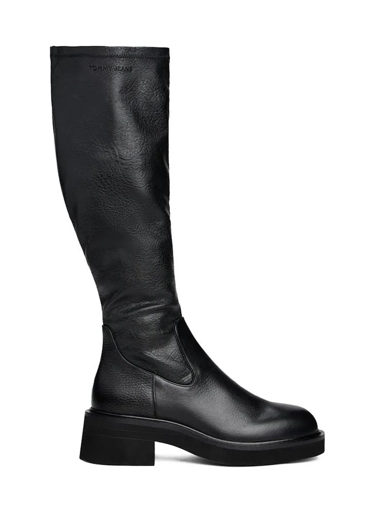 TOMMY JEANS Leather Zip-Up Knee-High Boots