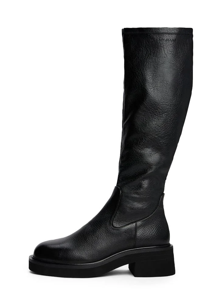 TOMMY JEANS Leather Zip-Up Knee-High Boots