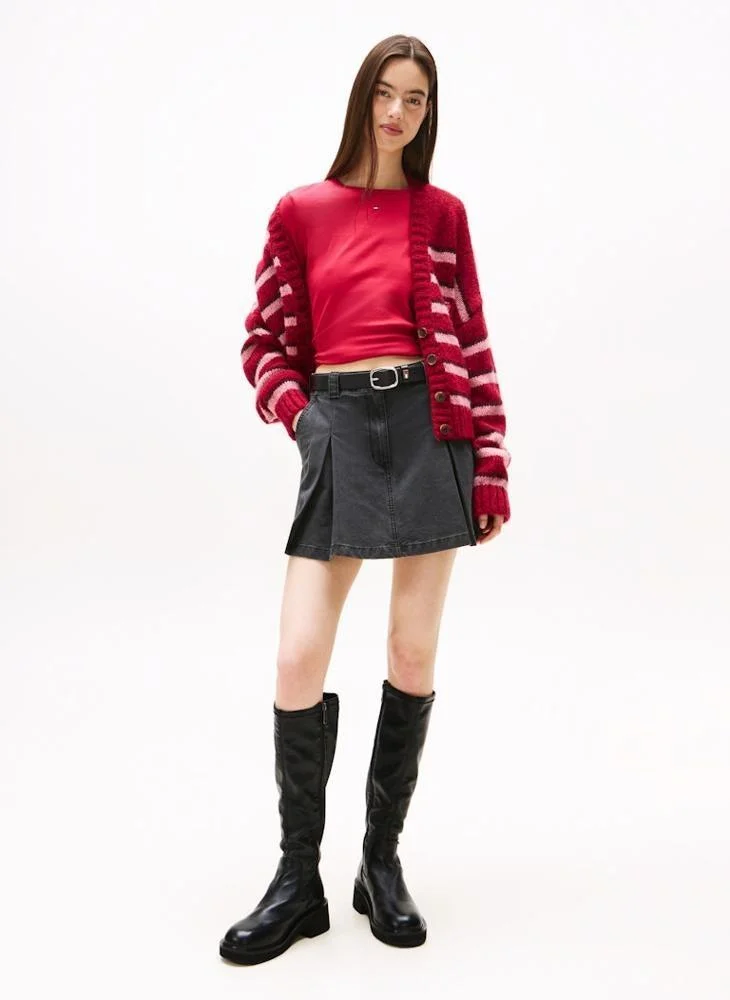 تومي جينز Leather Zip-Up Knee-High Boots