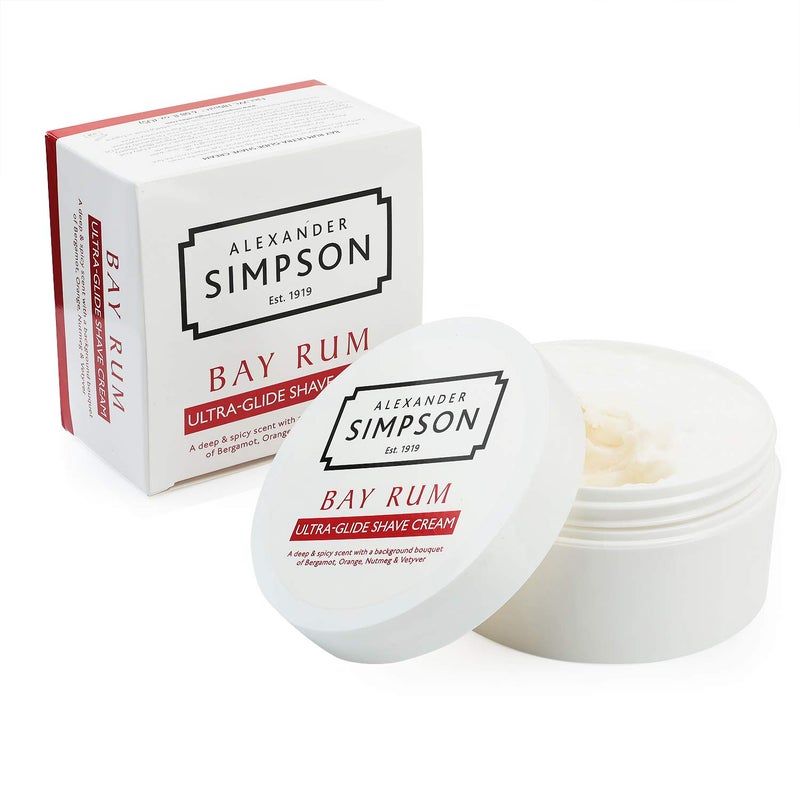 Simpson Shaving Brushes Alexander Simpson Est. 1919 Ultra-Glide Shave Cream 180ml (Bay Rum) Simpsons Shaving cream - Image 1