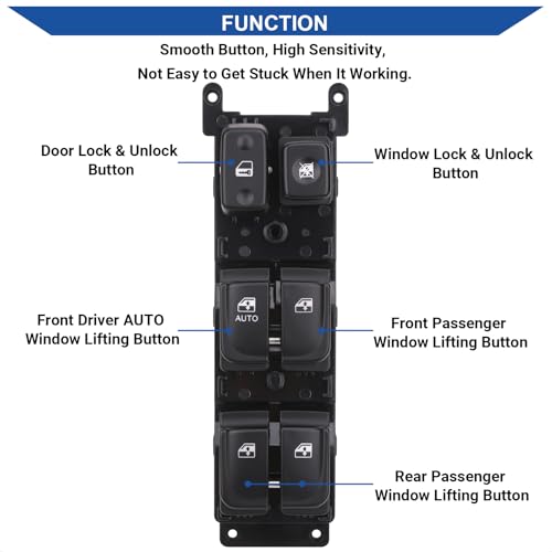 Obaee Master Window Switch Power Control Button Front Left Driver Side Compatible with 2005 2006 2007 Hyundai Sonata, Replacement OEM 93570-3K010 935703K010, 8+6 Pins - Image 3