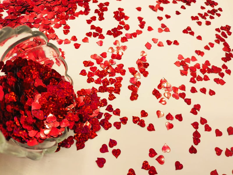 Comemela 4000Pcs Hearts Shape Glitter Cute Sprinkle Party Confetti Table Decoration for Valentine's Day, Celebration, Wedding, Engagement Supplies (Red Hearts) - Image 1