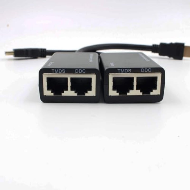 HDMI Extender to RJ45 Over CAT 5e/6 Network LAN Ethernet Cable Adapter Signal Repeater 98ft 1080P HDMI Male to RJ45 Adapter 30M Sender+Receiver, 2 Ports - Image 3