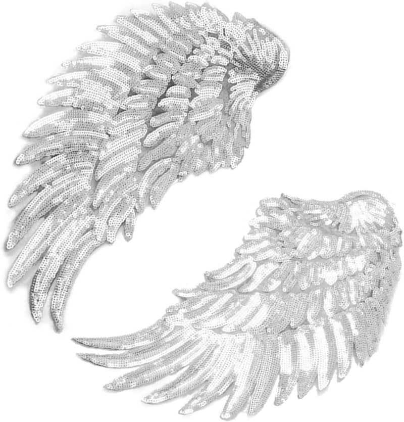 HEEPDD 1 Pair Sequin Wing Appliques, Iron On Patch, Bling Decoration for Jackets or Valentine's Gifts 1 Pair Sequin Wing Appliques, Cloth Sequins Nan Sewing Embroidery - Image 5
