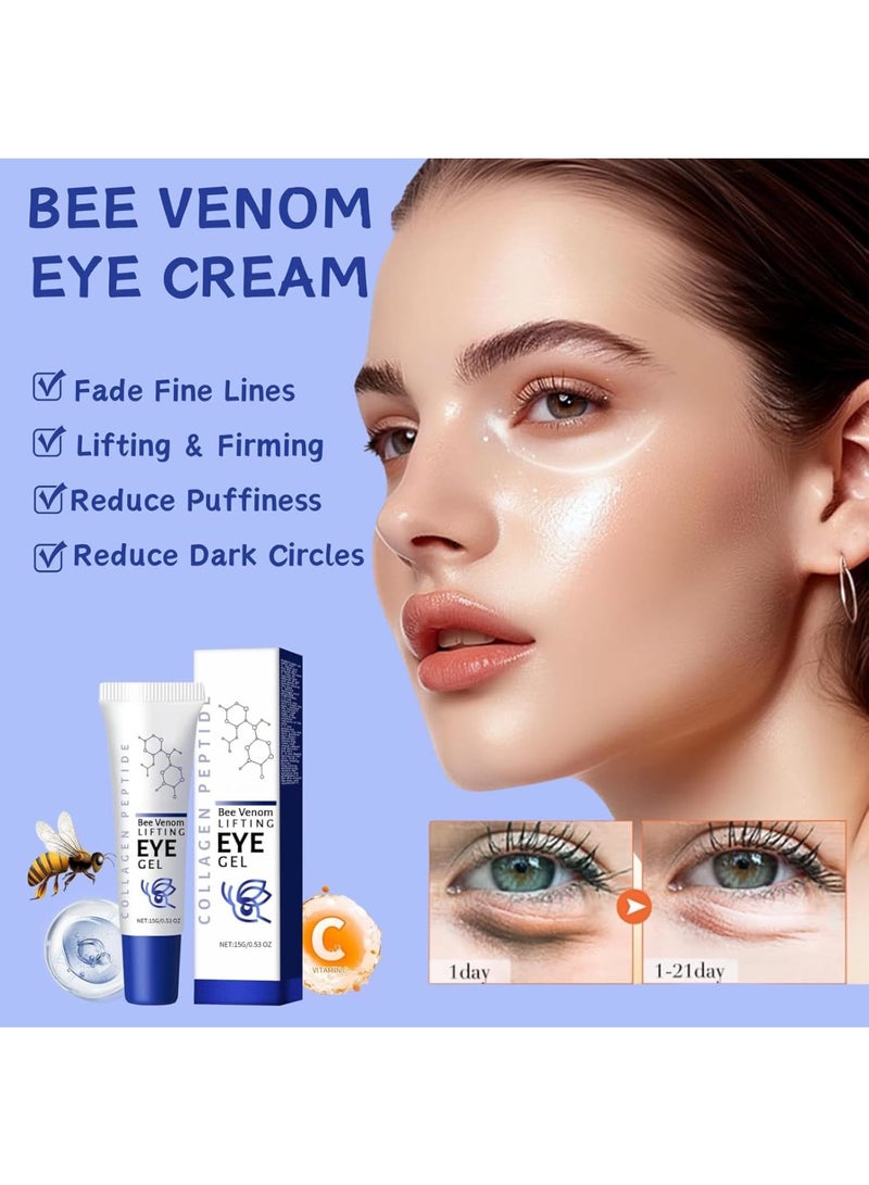 KASTWAVE Eye Cream, Bee Venom Eye Gel, Eye Area Lifting Firming, Bee Venom Tightening Under Eye Cream for Remove Dark Circles and Puffy Eyes, Eye Bag, Treatment for Women and Men, 15 G  - Image 2