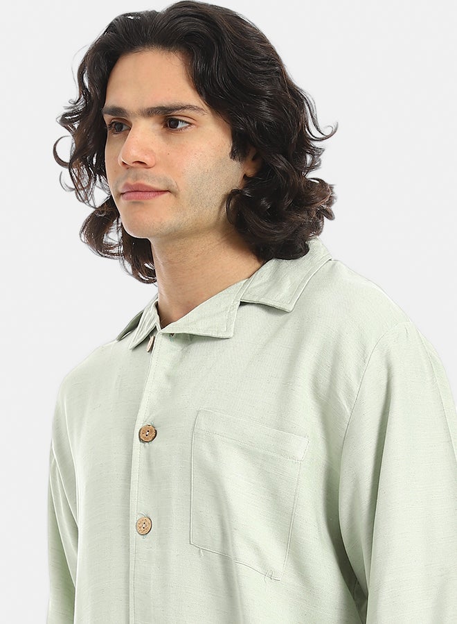 Red Circle Short Sleeves Plain Pastel Shirt and Pants Set - Image 4