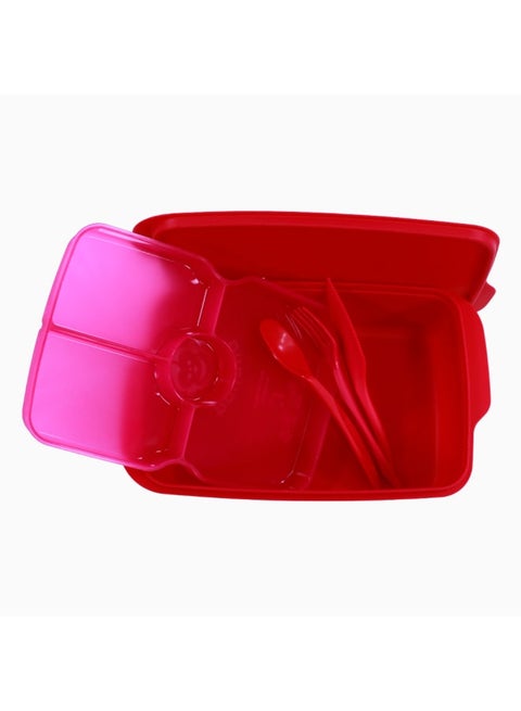 Pinkish Red Plastic Lunch Box – 1.5L