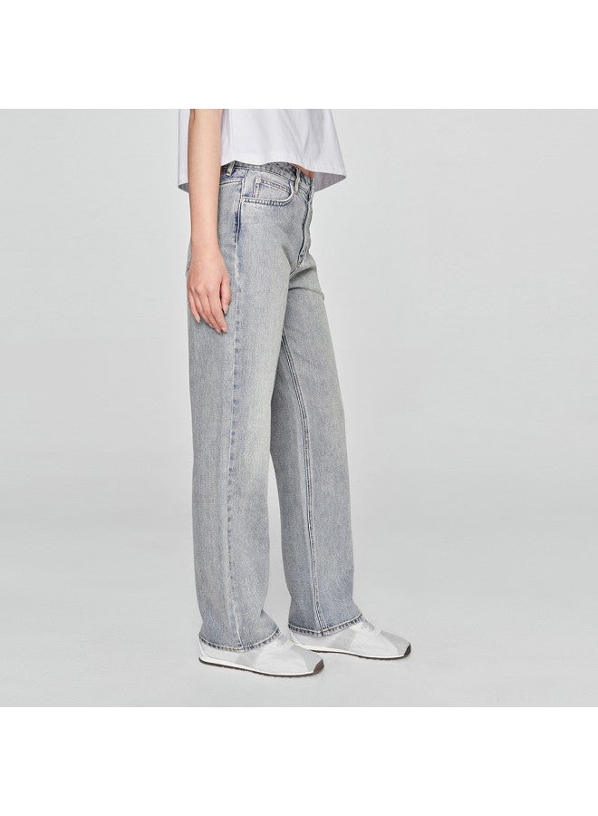 Lee Mall Same Style 25 Early Spring New Product 429 Standard Mid-Rise Straight Leg Light Blue Women'S Jeans Trendy - Image 5