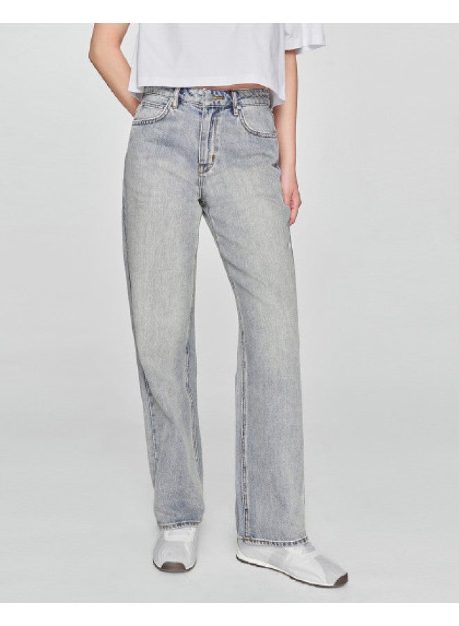 Lee Mall Same Style 25 Early Spring New Product 429 Standard Mid-Rise Straight Leg Light Blue Women'S Jeans Trendy - Image 1