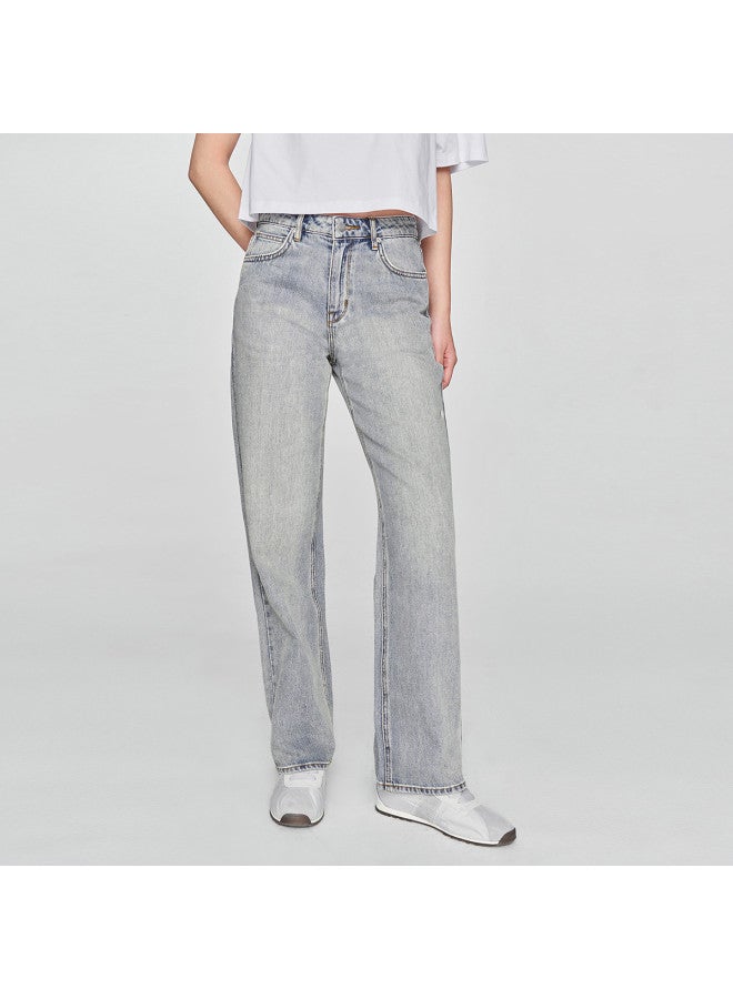 Lee Mall Same Style 25 Early Spring New Product 429 Standard Mid-Rise Straight Leg Light Blue Women'S Jeans Trendy - Image 2