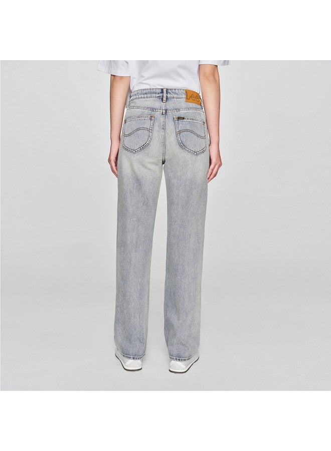 Lee Mall Same Style 25 Early Spring New Product 429 Standard Mid-Rise Straight Leg Light Blue Women'S Jeans Trendy - Image 3