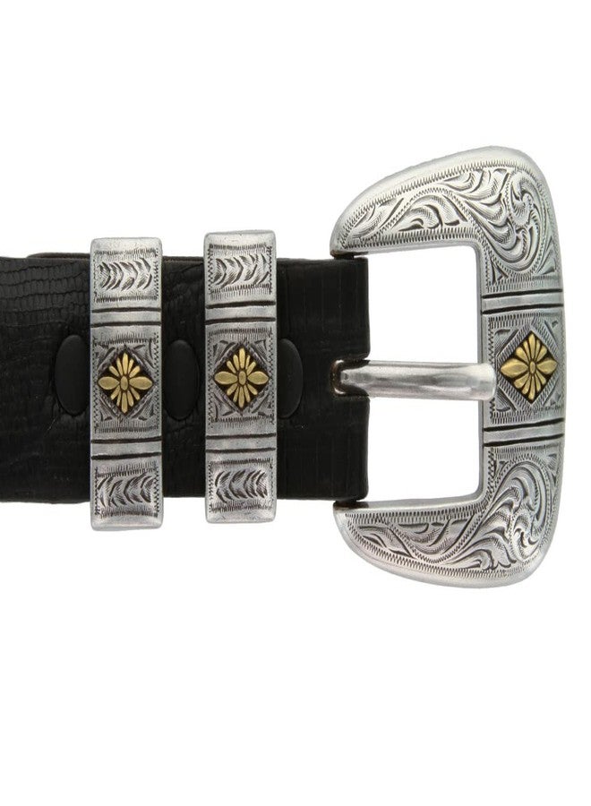 بيلتس.كوم حزام رسمي من الجلد الإيطالي الأصلي من ماركة Belts.com، طراز Mesa Gold Diamond، مصنوع من جلد العجل الإيطالي، بعرض 1-1/8 بوصة (30 مم) ويتناقص إلى 1 بوصة (25 مم) (أسود ليزر، مقاس 42). - Image 2