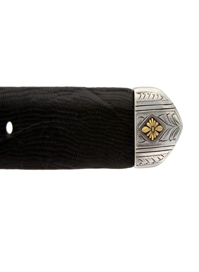 بيلتس.كوم حزام رسمي من الجلد الإيطالي الأصلي من ماركة Belts.com، طراز Mesa Gold Diamond، مصنوع من جلد العجل الإيطالي، بعرض 1-1/8 بوصة (30 مم) ويتناقص إلى 1 بوصة (25 مم) (أسود ليزر، مقاس 42). - Image 3