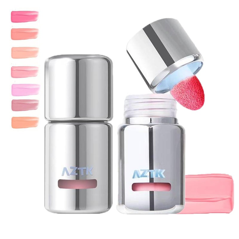 Aztk Liquid Blush, Jelly Color Liquids Blushes with Sponge Head, Matte Nude Makeup Blusher Cream, Lasting, Lightweight, All-day Moisturizing and Smooth, Self-Contained Brush, Portable Makeup (JC03) - Image 1