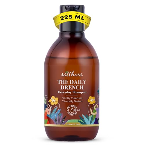 Satthwa Daily Drench - Everyday Mild Shampoo | Clinically Tested | Powered By Niacinamide | pH 5.5 | SLS & Paraben Free | All Hair Types | For Men & Women - 225ml - Image 1